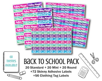 School Label Pack - 188 Name Labels - School Supply Labels - Name Stickers - Washable Name Tags- Waterproof Stick On and Clothing Tag Labels