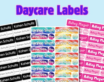 Personalized Name Labels for Daycare, Preschool, Camp & School - Waterproof, Dishwasher Safe, Durable