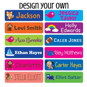 Waterproof Name Labels – Girls and Kids Icon Designs. 52 Custom Labels for  School, Daycare and Camp. Personalized Labels, Dishwasher and Microwave