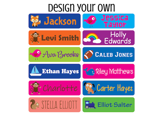 Waterproof Name Labels – Girls and Kids Icon Designs. 52 Custom Labels for  School, Daycare and Camp. Personalized Labels, Dishwasher and Microwave