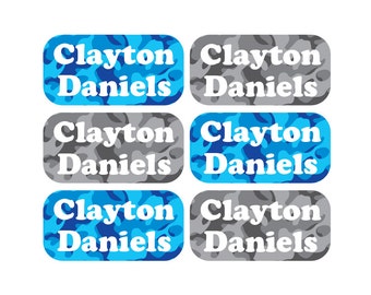 112 - Camouflage Clothing Tag Labels, Laundry Care Tag Labels, Camp Clothing Labels