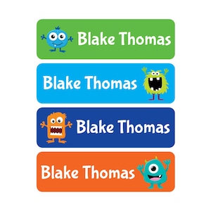 Daycare Labels -  Waterproof and Dishwasher Safe Labels for School, 4 Monster Designs Included
