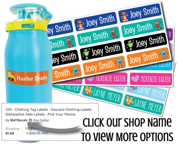 Personalized Labels for Kids Name Labels - Waterproof  Dishwasher Safe Peel and Stick Labels Great for School Supplies Daycare  Camp Bottles (Design 33, 1.5 x 0.5) : Office Products