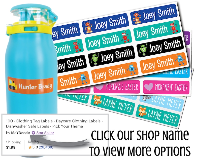 Daycare Labels - Dishwasher safe Labels- Waterproof Labels - Name Labels - Customized Labels - Name Stickers - School Supply Labels image 10