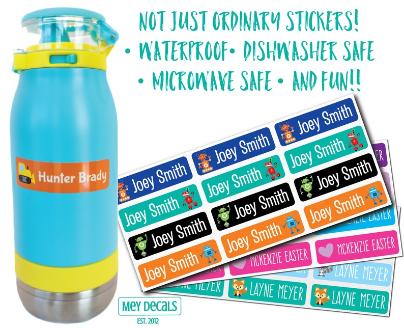 Daycare Labels - Waterproof Labels - Personalized Name Labels - School Supply Labels - Name Stickers - Baby Bottle Labels - Pick Your Theme 