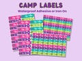 Camp Pack - Summer Camp Name Labels - Personalized Name Stickers - Washable Name Tags - Waterproof, Iron On and Clothing Tag Labels