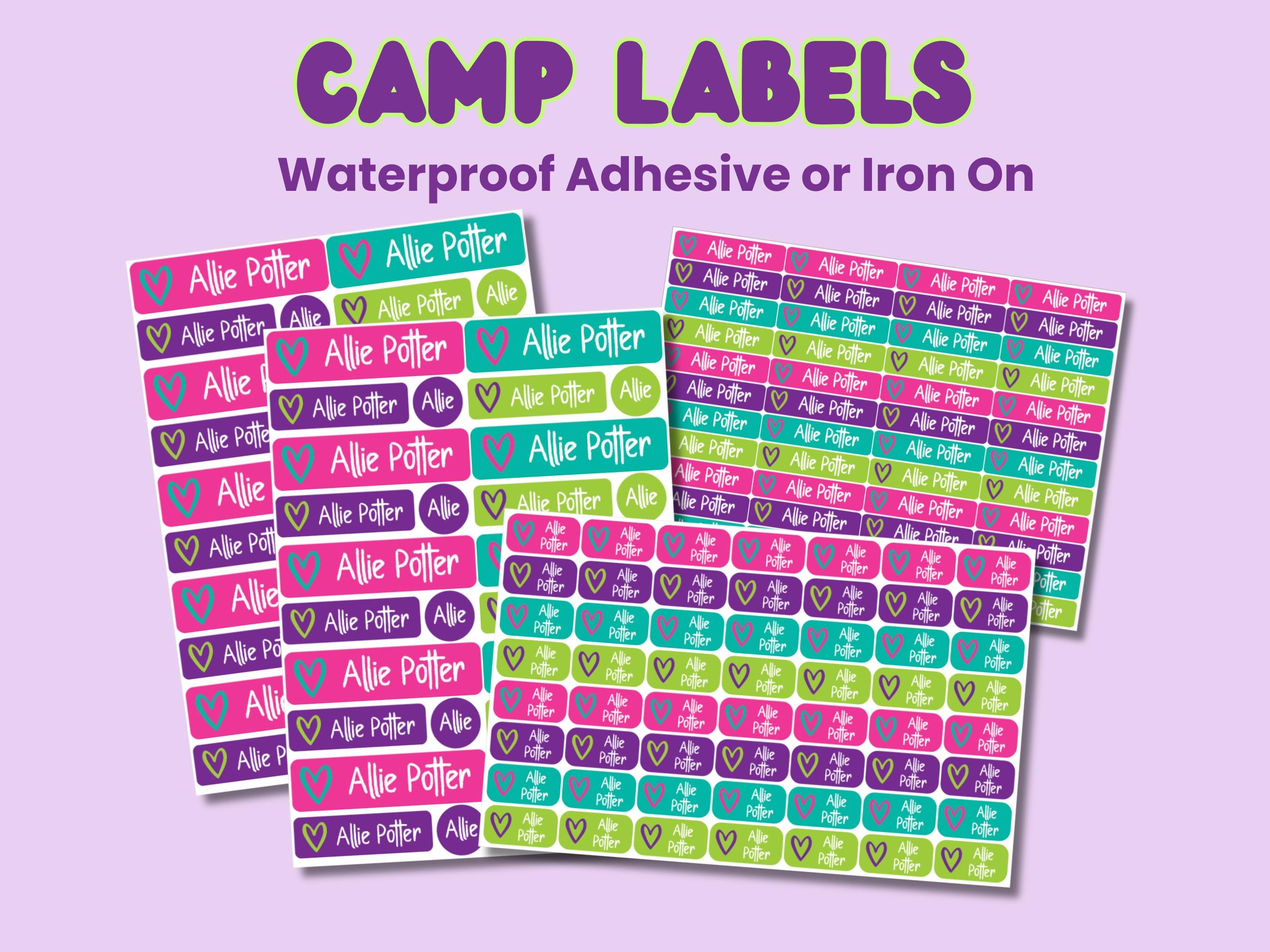 Camp Pack - Summer Camp Name Labels - Personalized Name Stickers - Washable Name Tags - Waterproof, Iron On and Clothing Tag Labels