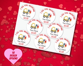Personalized Valentines Day Labels, Valentines Gift Tag Stickers, Valentine Favor Treat Bag Labels