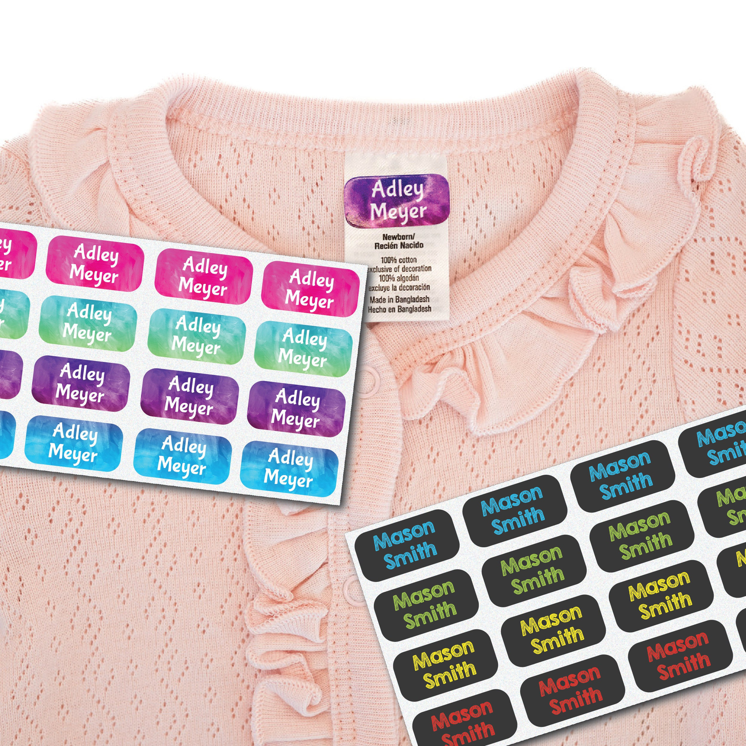 100 Personalized Clothing Labels for Kids Washable Sew in/Iron on Name  Labels for Clothing for Daycare, School, Nursing Homes, Camp - 1.5x0.55