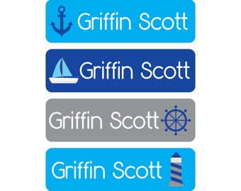 Waterproof Daycare Labels - Great for daycare, preschool, and school - Nautical