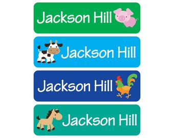 Waterproof Daycare Labels - Dishwasher Safe, Farm Animals - Great for daycare, preschool, and school