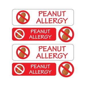 Étiquettes allergiques aux cacahuètes, étiquettes allergènes, autocollants allergènes, alerte à l'allergie aux arachides, allergie aux noix, étiquette sans arachides, étiquettes de mise en garde contre les allergies