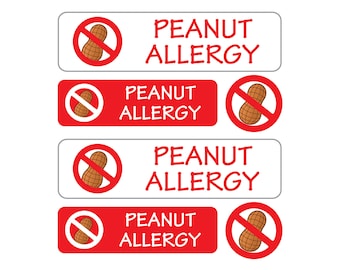 Peanut Allergy Labels, Allergy Labels, Allergy Stickers, Peanut Allergy Alert, Nut Allergy, No Peanuts Label, Allergy Warning Labels