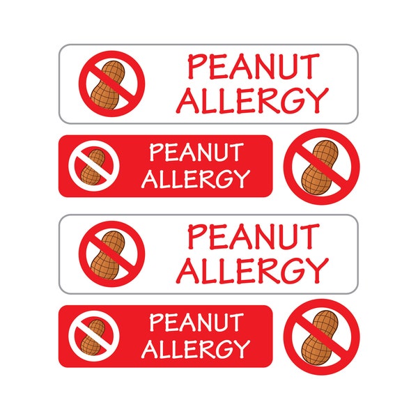 Peanut Allergy Labels, Allergy Labels, Allergy Stickers, Peanut Allergy Alert, Nut Allergy, No Peanuts Label, Allergy Warning Labels