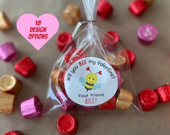 Valentine's Day Labels for Bags and Treats, Kids Valentine Labels, Valentines Gift Tag Stickers, Personalized Labels for Valentines
