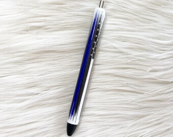 Thin Blue Line Glitter Pen/Police Flag Glitter Pen/Patriotic Glitter Pen/Flag Pen/Glitter Pen/Refillable/Epoxy Pen/Gift/Back The Blue/USA