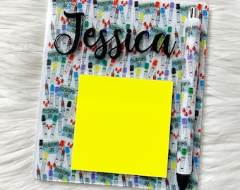 Personalized Phlebotomy Notepad Holder Set/Phlebotomy Notepad Holder/Notepad Holder/Glitter Pen/Phlebotomy Gift/Lab Notepad Holder Set/Gift