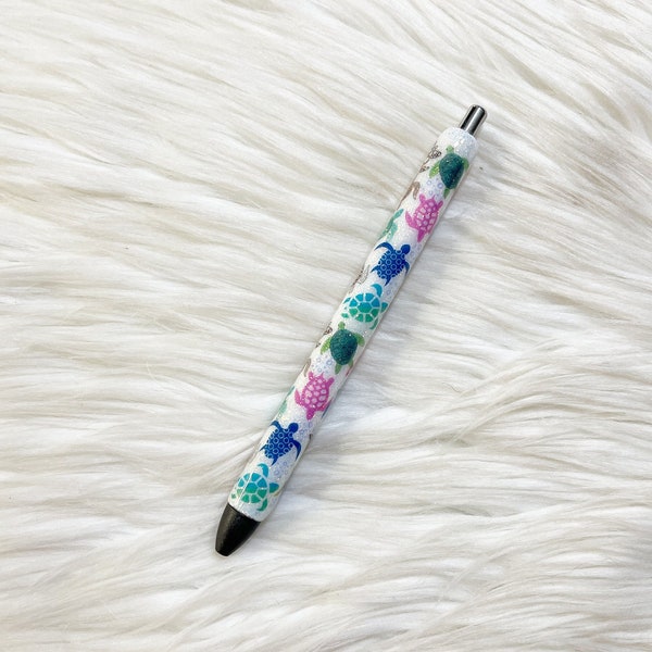 Sea Turtle Pen/Sea Turtle Glitter Pen/Turtle Glitter Pen/Turtle Pen/Glitter Pen/Refillable/Epoxy Pen/InkJoy Pen/Gift/Sea Turtle/Planner Pen
