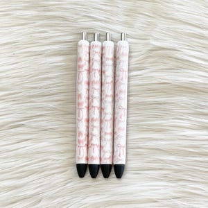 Pink Coquette Ribbon Glitter Pen/Coquette Glitter Pen/Bow Glitter Pen/Glitter Pen/Pink Glitter Pen/Refillable Pen/Epoxy Pen/Gift/Ribbon Pen