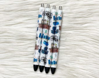 One Banker Glitter Pen/Banking Glitter Pen/Money Glitter Pen/Finance/Glitter Pen/Refillable/Epoxy Pen/Investor Pen/Bank Teller/Loan Officer