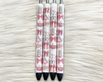 Un rose Coquette Stylo à paillettes pour infirmière/stylo à paillettes médical/Stylo à paillettes pour infirmière/stylo à paillettes/Stylo rechargeable/Stylo époxy/Stylo InkJoy/Cadeau