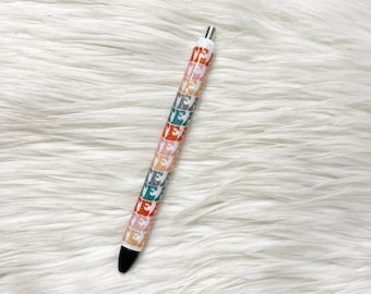 Teacher Glitter Pen/School Glitter Pen/Glitter Pen/Back To School/Teacher Appreciation/Refillable Pen/Epoxy Pen/Retro Teach Pen/Teacher Gift