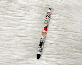Cat Christmas Glitter Pen/Holiday Glitter Pen/Cat Glitter Pen/Glitter Pen/Refillable/Epoxy Pen/InkJoy Pen/Vet Gift/Christmas Glitter Pen