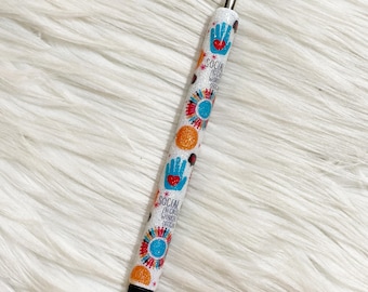 One Social Worker Glitter Pen | Glitter Pen | Therapist Glitter Pen | Refillable Pen | Epoxy Pen | InkJoy Pen | Gift