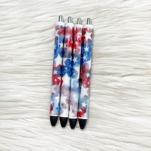 4th of July Watercolor Glitter Pen/Patriotic/Stars/Red White And Blue/Summer/Refillable Glitter Pen/Epoxy Pen/USA/America/Gift/Star Pen