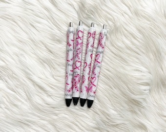 One Breast Cancer Glitter Pen/Glitter Pen/Refillable Pen/Epoxy Pen/InkJoy Pen/Gift/Cancer Survivor Pen/Hope/Fight/Survivor/Warrior