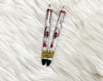 One Halloween Glitter Pen/Glitter Pen/Refillable Pen/Epoxy Pen/InkJoy Pen/Gift/Horror Glitter Pen/Crime Show Pen