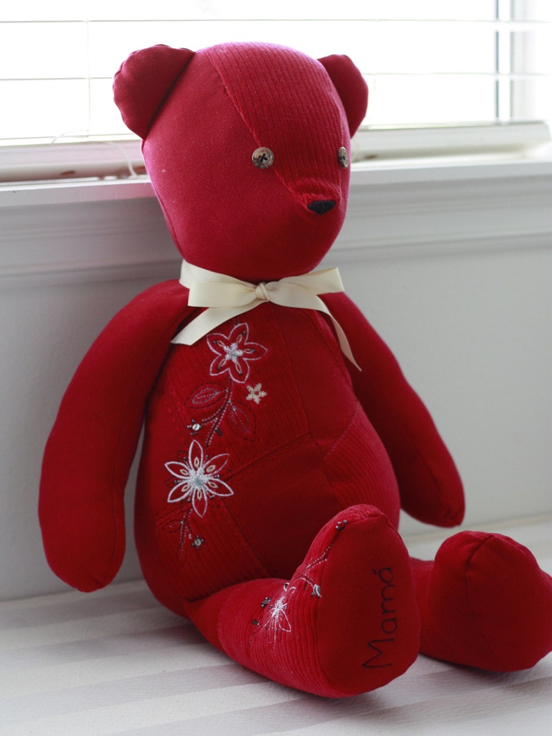 Personalized Memory Bear Made From Clothes Custom Teddy Bear Stuffed Bear Personalized Keepsake Memory Stuffed Animal image 5