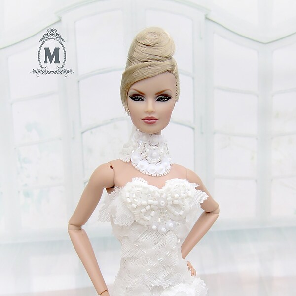 Robe de soirée pour Fashion Royalty, FR 2, Barbie, poupée en pierre de soie (fabriquée sur commande)