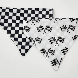 Black and White Race Day Checkered Dog Bandana reversable Indy 500/NASCAR/Daytona/Free Black/ White Matching Scrunchie with this purchase. image 1