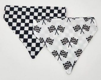 Black and White Race Day Checkered Dog Bandana (reversable) Indy 500/NASCAR/Daytona/Free Black/ White Matching Scrunchie with this purchase.