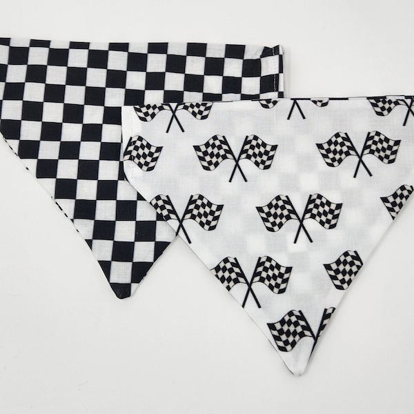 Black and White Race Day Checkered Dog Bandana (reversable) Indy 500/NASCAR/Daytona/Free Black/ White Matching Scrunchie with this purchase.