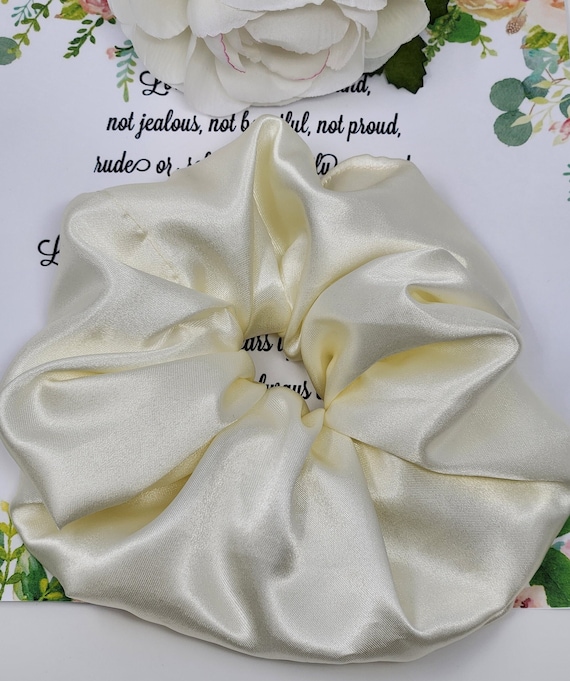 DIOR | Satin Ivory Scrunchie Ivory Silky Satin Scrunchie - Luxe Hair Tie for Self-care  main image 2