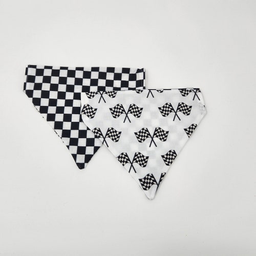 Black and White Race Day Checkered Dog Bandana. Indy Etsy