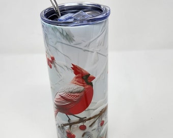 Cardinal Red Bird 20 oz Tumbler/Cardinal Winter Tumbler/Gifts/