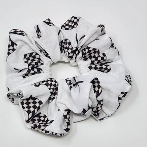 Race Flags Regular Size Scrunchie /racing scrunchie/flags scrunchie/black and white flags scrunchie/race flags scrunchie