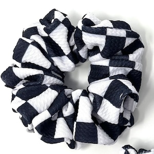 Black And White Checkered Scrunchie. Race Day / INDY 500 / NASCAR / Daytona