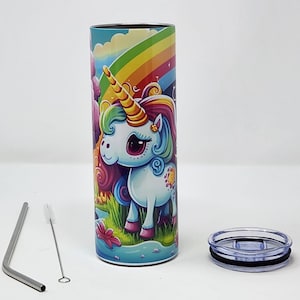 20 Oz Unicorn Tumbler/Unicorn Cup/Unicorn gifts for girls/Tumbler with lid and straw and cleaning brush