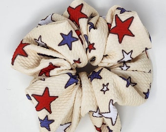 4th Of July Scrunchie/Stars Scrunchie/Summer Hair Ties/July 4th Hair Tie/Red White Blue Stars Scrunchies