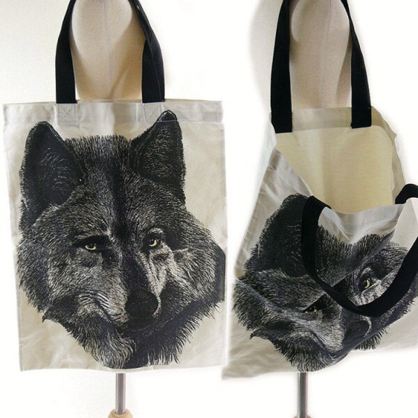 WOLF BAG - Fox Bag Wolf Canvas Bag Tote Bag Animal Bag Shopping Bag Market Bag Funny Bag Teen Girl Women Chic Fashion Bag Big Size
