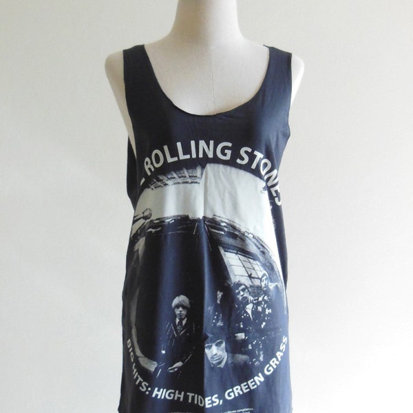 The Rolling Stones Shirt -- She's A Rainbow Rock Shirt Music Shirt Women Tank Top Vest Tunic Sleeveless Rock T-Shirt Black T-Shirt Size M