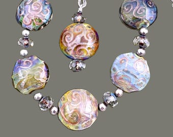 Sterling Silver Glass Bracelet Pendant Set