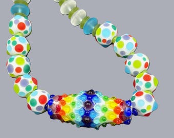 Art Glass Rainbow Lampwork Beads Necklace