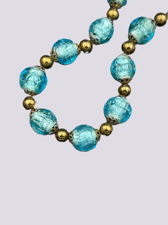 Vintage Venetian Foil Glass Bead Necklace