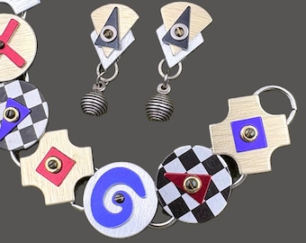 Artisan Handmade Anodized Aluminum Bracelet  + Earrings Set