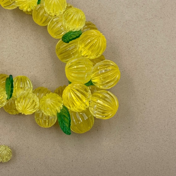 Vintage Yellow Lucite Melon Bead Necklace - image 3